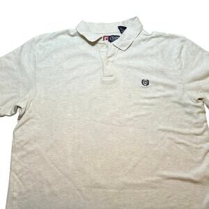 Chaps Polo Shirt Men Size XL Beige Cotton Short Sleeve Collared Shirt Pre owned